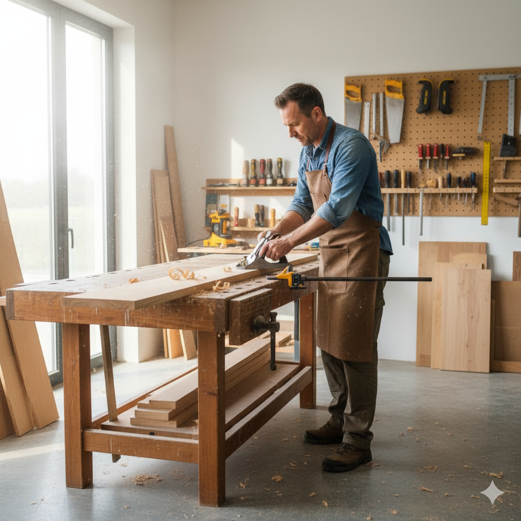 Menuisier professionnel travaillant sur mesure